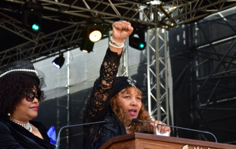 Mama Winnie Madikizela-Mandela's daughter Zenani Mandela-Dlamini gave a moving speech at Orlando Stadium. GCIS