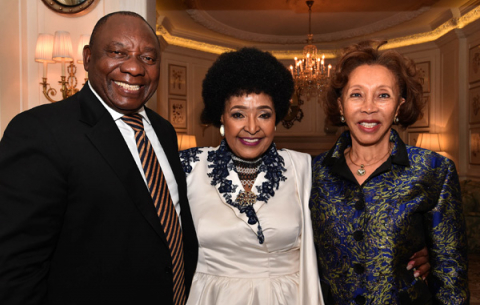 Mama Winnie on her 80th birthday with President Ramaphosa and his wife Dr Tshepo Motsepe.