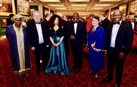 President Cyril Ramaphosa and the SA delegation at the Commonwealth Business Forum Banquet held at Guildhall in London.