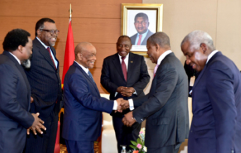President Cyril Ramaphosa and other SADC Double Troika Heads of States and government at the Extra-ordinary Summit, in Luanda Angola. 