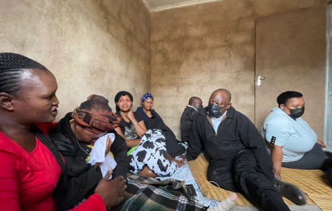 President Ramaphosa visits a bereaved family who has lost loved ones during the heavy rains.