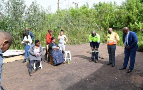 KZN Premier Sihle Zikalala visits a family in Georgedale, which has been devastated by the floods.