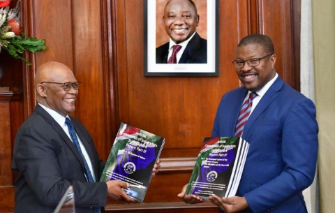 The Presidency receives Part Four of the State Capture Commission Report. The Secretary of the Commission Prof Itumeleng Mosala handed over the report to Acting Director-General in The Presidency Thami Ngwenya at the Union Buildings in Pretoria.. 
