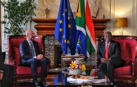 President Ramaphosa receives a courtesy call from the EU Council President Charles Michel