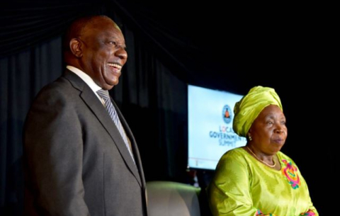 President Ramaphosa and Minister Dlamini Zuma at the Local Government Summit.