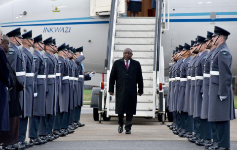 President Ramaphosa arrives in the UK for the Royal State Visitl