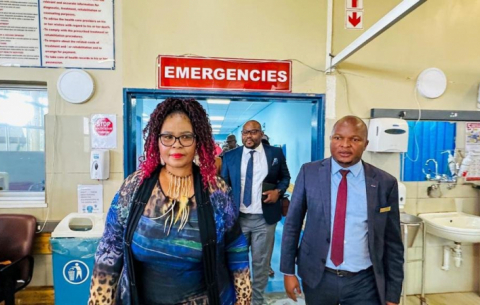 Gauteng MEC for Health and Wellness, Nomantu Nkomo-Ralehoko, at the reopening for sections of OR Memorial Hospital, which was damaged in the Boksburg gas tanker explosion.