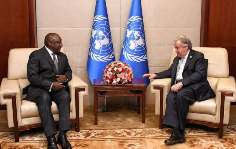 President Ramaphosa and UN SG António Guterres at the 36th Ordinary Session of the AU Assembly of Heads of State and Government in Addis Ababa.