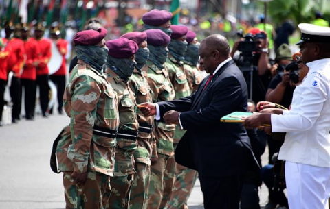 President Cyril Ramaphosa as Commander-in Chief of the South African National Defence Force, presents medals and awards for bravery during the Armed Forces Day.