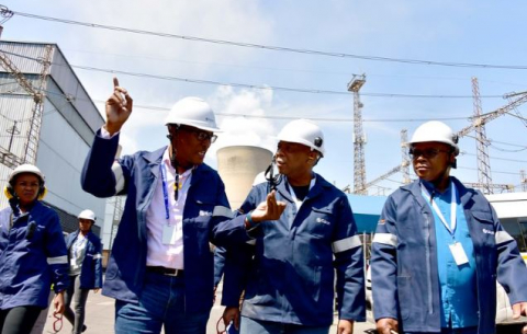Minister in the Presidency for Electricity, Kgosientso Ramokgopa (centre) Kriel power station in Mpumalanga.