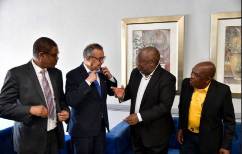 President Cyril Ramaphosa receives courtesy call from Dr Tedros Ghebreyesus of the World Health Organisation, who is on a visit to South Africa.
