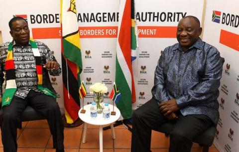 President Cyril Ramaphosa receives President Emmerson Mnangagwa at BeitBridge Border Port of Entry in Limpopo to hold official talks and undertake a guided tour of the Beitbridge border.