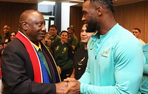 President Cyril Ramaphosa paid the Springboks a visit ahead of their highly anticipated 2023 Rugby World Cup Final against New Zealand which took place the Stade de France in Paris on 28 October 2023. 