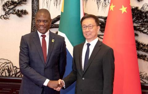 Deputy President Paul Mashatile, with the Vice President of China, Han Zheng, at the 8th SA-China Bi-National Commission and China International Import Expo.