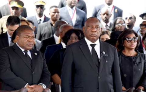 President Cyril Ramaphosa attends the burial of the late President Hage G. Geingob at Heroes Acre Memorial in Namibia.