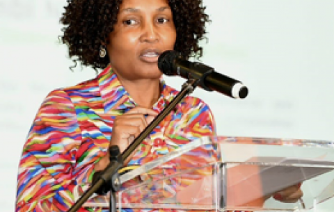 Cogta Minister Thembi Nkadimeng addresses the Summit on Ethical Leadership in Local Government.
