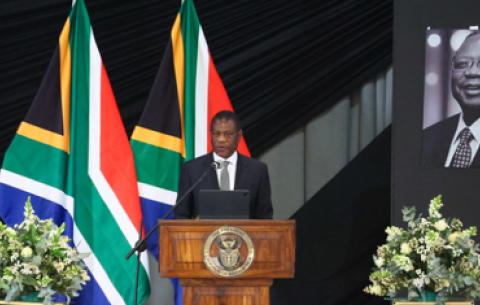 Deputy President Paul Mashatile delivers eulogy at the special official funeral of Ambassador Mninwa Johannes Mahlangu.