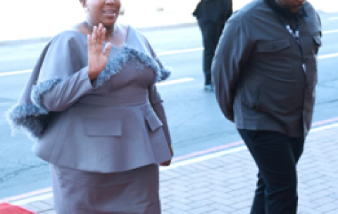 National Council of Provinces chair Refilwe Mtsweni-Tsipane arrives at the Cape Town City Hall ahead of SONA 2026. 