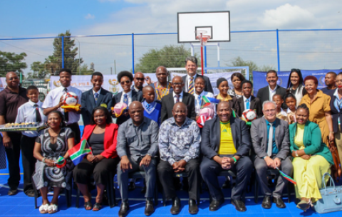 President Ramaphosa at the opening of a sports facility at Re Tlameleng Special School in Kimberley ahead of Human Rights Day.