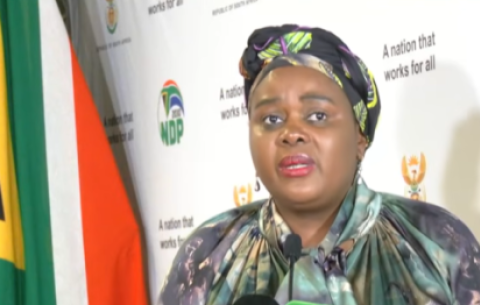 Justice Minister Mmamoloko Kubayi addresses media during the release of the Protected Disclosure Bill.