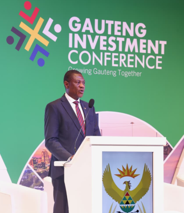 Mashatile addresses the Gauteng Investment Conference.