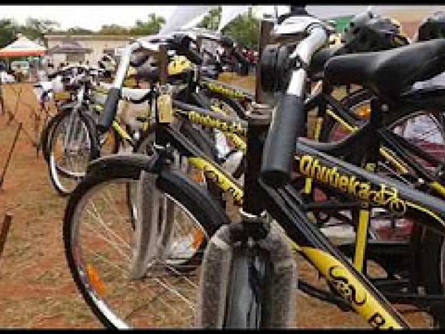 Handover of bicycles and shoes to learners in Tzaneen