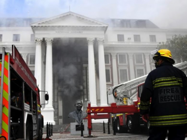 President at Parliament Precinct following the fire