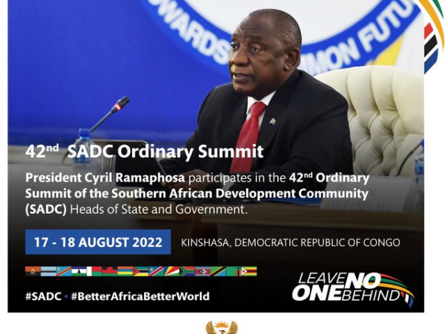 President Ramaphosa chairs and opens the SADC Organ Troika Summit 2022