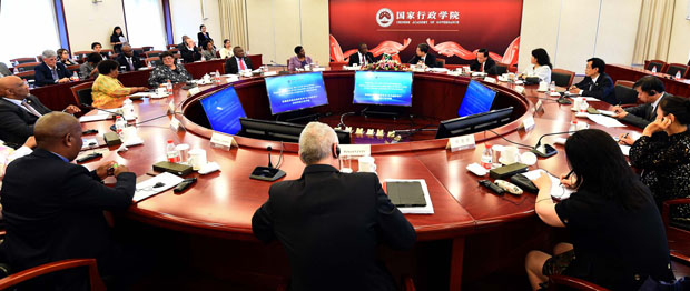 Deputy President Cyril Ramaphosa and Executive President of the Chinese Academy of Governance, Ma Jiantang in Beijing, China