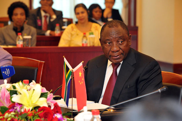 Deputy President Cyril Ramaphosa and Executive President of the Chinese Academy of Governance, Ma Jiantang in Beijing, China