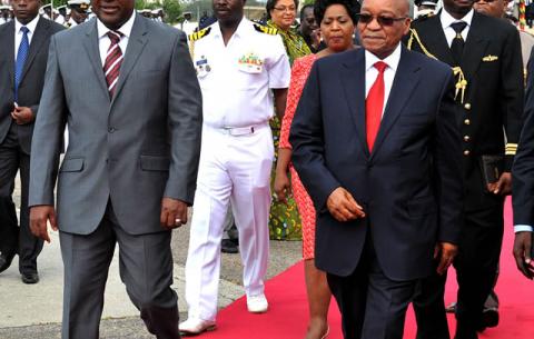 President Zuma and Ghanaian President Dramani Mahama at the end of his State visit in Ghana. Source: GCIS