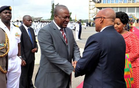President Zuma and Ghanaian President Dramani Mahama at the end of his State visit in Ghana. Source: GCIS