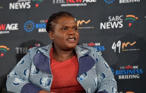 Communications Minister Faith Muthambi addresses The New Age (TNA) Breakfast Meeting on Digital Migration Rollout at Hilton Hotel in Sandton.