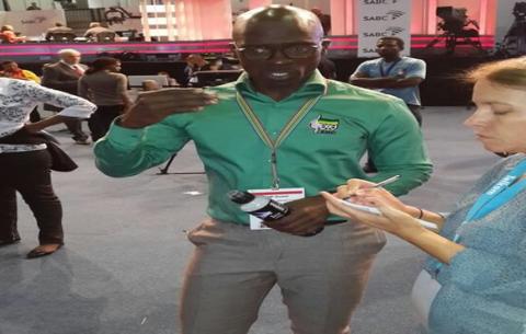 Public Enterprises Minister Malusi Gigaba takes questions from a journalist at the national Results Operations Centre in Pretoria. Source: SAnews