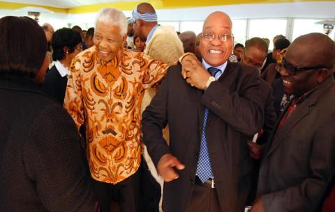 Nelson Mandela and President Jacob Zuma on Madiba's 91st birthday