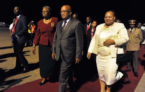 President Zuma and his wife Nompumelelo Zuma are welcomed
