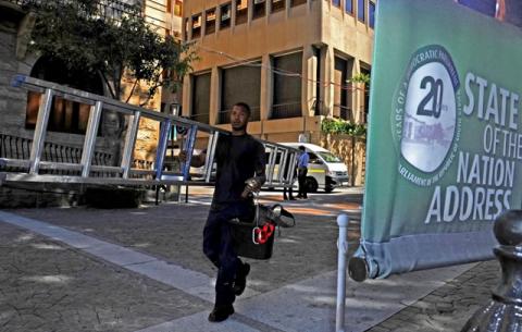 Workers making final preparations ahead of the State of the Nation Address by President Jacob Zuma in Parliament. Source: GCIS