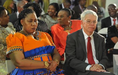 Social Development Deputy Minister Henrietta Bogopane-Zulu and Public Works Deputy Minister Jeremy Cronin at the swearing-in ceremony. Source: GCIS