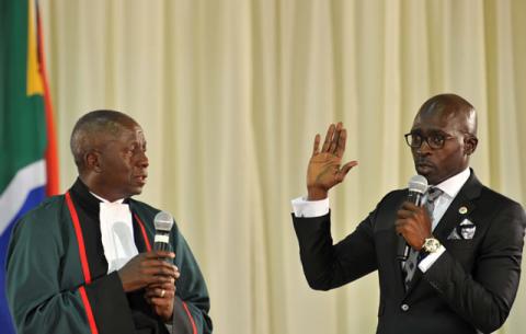 Home Affairs Malusi Gigaba being sworn in by Deputy Chief Justice Dikgang Moseneke. Source: GCIS