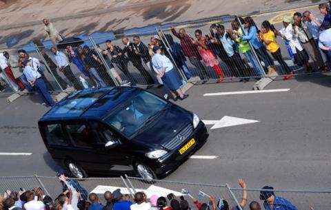 Mandela's coffin passing Madiba street to Union Buildings. Source: GCIS