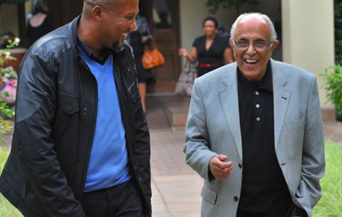 ANC stalwart Ahmed Kathrada and Mandla Mandela at Madiba's house in Houghton. Source: GCIS