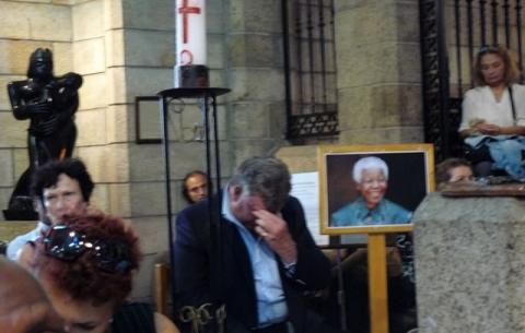 Congregants at Cape Town's St George's Cathedral on the National Day of Prayer and Reflection on the life of Mandela. 