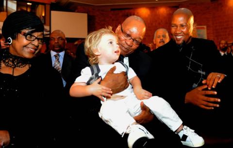 Winnie Madikizela-Mandela, President Zuma and Chief Mandla Mandela at Bryanston Methodist Church. Source: GCIS