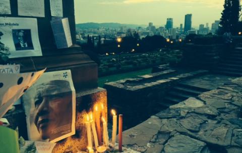 A tribute to Mandela at the Union Buildings.