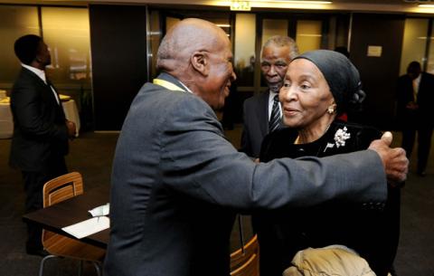 Struggle stalwart Andrew Mlangeni, Zanele Mbeki and former President Thabo Mbeki. Source: GCIS