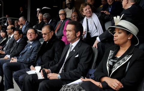 Botswana President Ian Khama (2nd from right) at Madiba memorial. Source: GCIS