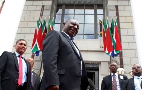 President Cyril Ramaphosa during a dry run at the Parliament precinct ahead of the State of the Nation Address in Cape Town. GCIS