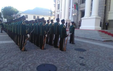 Military guard of honour awaits President Cyril Ramaphosa's arrival ahead of SONA 2018.