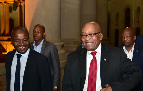 President Zuma on his way to brief the nation on his resignation. 