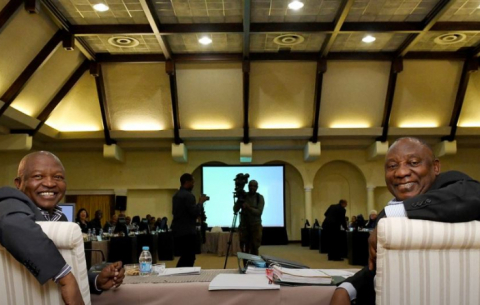 President Ramaphosa and Deputy President David Mabuza at the Cabinet Lekgotla.